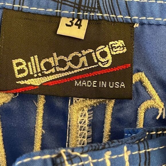 Billabong Mens Boardshorts Plaid Spellout Polyester Blue Black Size 34 - Picture 3 of 8
